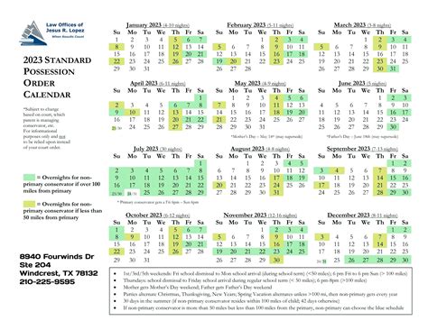 Texas Standard Possession Order Calendar 2022